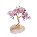 Handmade amethyst crystal tree with wire wrapped copper branches on natural agate slice base - Amethyst Style
