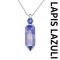 Hexagonal natural lapis lazuli stone perfume bottle pendant necklace with silver chain - Lapis Lazuli (Silver)