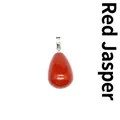 Simple natural red stone water drop pendant necklace with silver-tone metal bail - Red Jasper