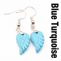 Boucles d'oreilles pendantes en pierre bleue en forme de feuille avec crochets - Turquoise Bleue