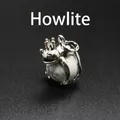 Elegant silver frog prince pendant with white turquoise sphere stone for necklace - Howlite