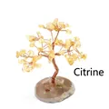 Handmade citrine money tree with wire-wrapped branches on a natural agate slice base - Citrine Style