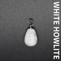 Elegant teardrop-shaped white turquoise pendant featuring natural grey marble patterns - Howlite