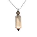 Natural smoky quartz hexagonal perfume bottle pendant necklace for essential oil therapy - Smoky Quartz (Silver)