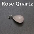 Small natural pink rose quartz water drop pendant necklace with silver bail - Rose Quartz