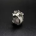 Frog prince pendant hugging a natural colorful fluorite stone ball charm for necklace - Colorful Fluorite