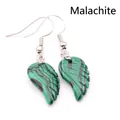 Pendientes colgantes de malaquita verde natural en forma de ala para la vista SKU - Malaquita