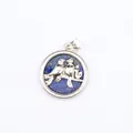 Pendentif oiseau en lapis-lazuli bleu naturel avec motifs d'oiseaux en relief argent - Lapis-lazuli (aljylp1510)