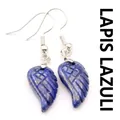 Pendientes de ala de lapislázuli natural con ganchos de plata elegantes hechos a mano - Lapislázuli