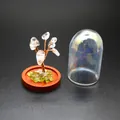 Miniature crystal life tree specimen with a clear glass dome for elegant home decoration - White Crystal