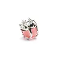 Silver frog prince pendant featuring a polished watermelon red natural stone bead - Watermelon red