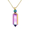 Hexagonal AB electroplated rainbow crystal essential oil bottle pendant necklace in gold - Multi-color (Gold)