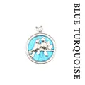 Élégant pendentif rond en argent avec pierre de turquoise bleue et détails d'oiseaux - Turquoise Bleue (aljylp1510)
