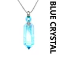 Hexagonal light blue crystal aromatherapy bottle necklace with iridescent AB coating - Blue Crystal (Silver)