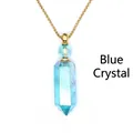 Iridescent blue hexagonal prism crystal necklace with gold chain essential oil bottle - Blue Crystal (Gold)