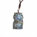 Hand-carved natural labradorite owl pendant with vibrant blue flash and adjustable cord - Style 2-Owl
