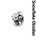 Whimsical silver frog prince pendant holding a natural snowflake stone ball for necklaces - Snowflake Obsidian