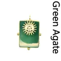 Pendentif rectangulaire en agate verte naturelle avec motif soleil vintage en or - Agate verte / Or