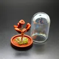 Detail of miniature red jasper tree of life with peridot chips and a clear glass dome - Red Jasper