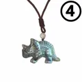 Hand-carved natural blue labradorite triceratops dinosaur crystal pendant on cord - Style 4-Triceratops