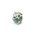 Charming silver frog prince pendant holding a round green aventurine jade stone bead - Aventurine Jade