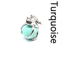 Silver frog prince pendant with round turquoise gemstone bead accessories - Turquoise
