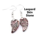 Pendientes de jaspe piel de leopardo natural en forma de ala con ganchos elegantes - Jaspe Piel de Leopardo