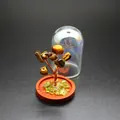 Close-up of mini crystal money tree with tiger eye stones and glass dome - Tiger's Eye