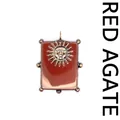 Pendentif vintage en agate rouge avec emblème soleil en bronze, bijoux en pierre naturelle - Agate rouge / Bronze