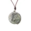 Hand-carved wolf head pendant crafted from natural grey labradorite stone variant - Style 7-Wolf Head