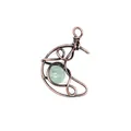 Handcrafted copper wire wrapped crescent moon pendant necklace with natural green aventurine bead - Moon / Aventurine (Ancient Bronze)