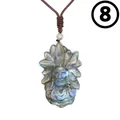 Unique hand-carved natural labradorite stone pendant with blue labradorescence sheen - Style 8-Indian Face