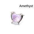Bague améthyste en forme de cœur réglable avec un design charmant de dauphins - Améthyste