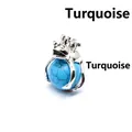 Silver frog prince pendant clutching a round blue turquoise bead - Blue Turquoise