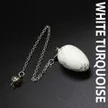 Natural white turquoise egg-shaped stone pendulum with silver-colored chain - Howlite