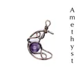 Vintage style handmade wire wrapped crescent moon pendant with purple amethyst gem - Moon / Amethyst (Antique Bronze)