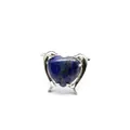 Bague ajustable en lapis-lazuli en forme de cœur avec double dauphin en argent - Lapis-lazuli