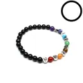 Pulsera artesanal de piedra natural de 6mm con 7 chakras para equilibrio mental - Estilo 1 (Obsidiana Negra) / Cuenta 6mm
