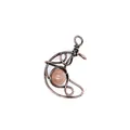Handmade copper wire-wrapped moon pendant featuring a natural sunstone gemstone bead - Moon / Sunstone (Ancient Bronze)