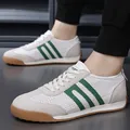 Vintage ανδρικά sneakers GAT σε λευκό και πράσινο με αναπνεύσιμο διάτρητο δέρμα. - 37 / Σχέδιο με Τρύπες / Λευκό Πράσινο