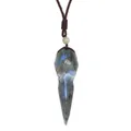Hand-carved natural labradorite bird skull crystal pendant with intense blue flash finish - Style 14-Bird Skull