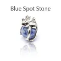 Adorable silver-plated frog prince pendant holding a natural blue spot stone bead for necklaces - Blue Spot Jasper