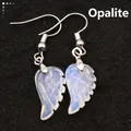 Elegantes pendientes de ala en opalita con ganchos plateados para mujer y niña moderna - Ópalo