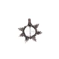 Artisanal handmade copper wire wrapped sun pendant with natural white crystal bead - Sun / Clear Quartz (Ancient Bronze)