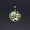 Exquisiter goldener Lebensbaum Anhänger mit bunter neuseeländischer Abalone-Muschel - Lebensbaumform