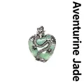 Vintage style silver dragon wrapped around a green heart aventurine jade stone pendant. - Aventurine Jade