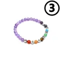 Pulsera elástica de amatista natural de 6mm con siete piedras de chakra variante 3 - Estilo 3 (Amatista) / Cuenta 6mm