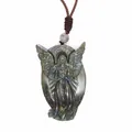 Handcrafted natural labradorite crystal carved angel wing pendant with blue flash - Style 15-Angel
