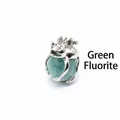 Detailed green fluorite gemstone frog prince pendant charm in polished silver finish - Green Fluorite