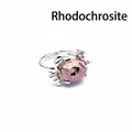 Künstlerischer silberner Krabbenring mit einem ovalen rosa Rhodonit-Stein - Rhodonit Krabbenring